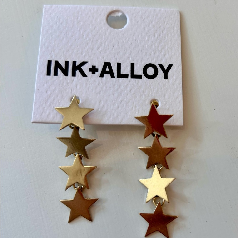 INK+ALLOY Gold Star Drop Earrings
